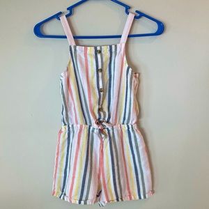 Old navy tie-front multi stripe romper size 8 medium girls